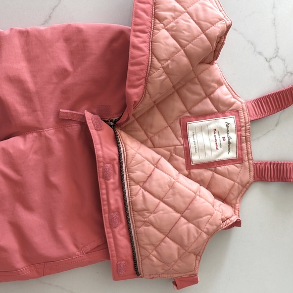 Hanna Anderson outer wear, insulated snow overalls size 80, in pink (blush). - Picture 4 of 6